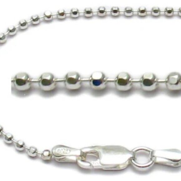 CLASSIC STERLING SILVER BEAD ANKLET. AVAILABLE IN 3 LENGTHS. - Picture 2 of 2